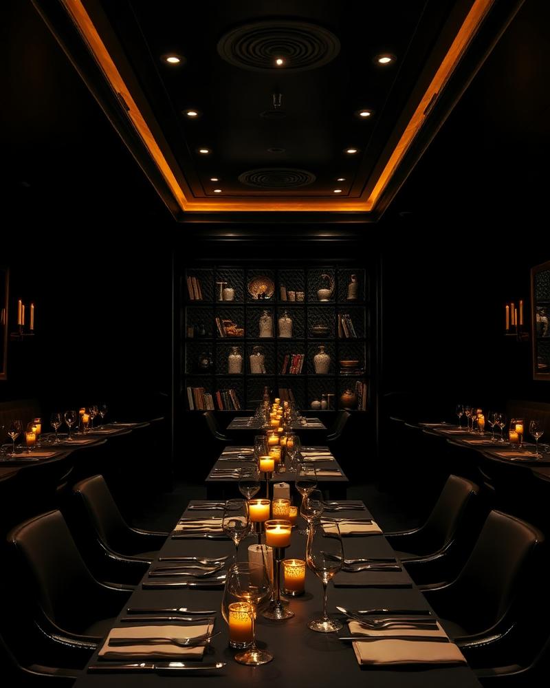 Wnętrze eleganckiej restauracji w ciepłym, złotym świetle